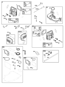 Cylinder Head Group Diagram and Parts List for 44U677-0011-B5 400000 - 699999 Briggs and Stratton Engine